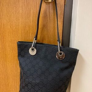 Gucci, black GG canvas and leather tote number 120840.